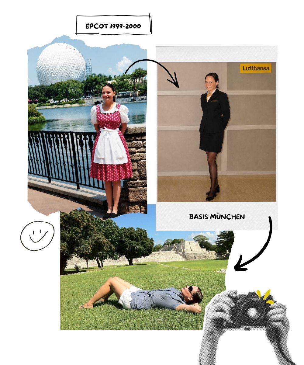 Collage: Walt Disney World, Lufthansa, Mexiko
